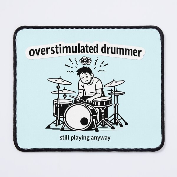 Item preview, Overstimulated Drummer Funny Music Chaos designed and sold by Retr0Tshirts.