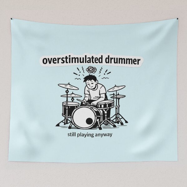 Item preview, Overstimulated Drummer Funny Music Chaos designed and sold by Retr0Tshirts.