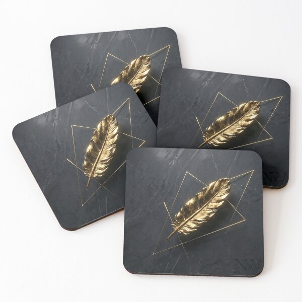 Item preview, THE GOLDEN RISHI: Luxury Marble & Liquid Gold Feather Art designed and sold by Nafas Wing.