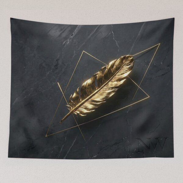 Item preview, THE GOLDEN RISHI: Luxury Marble & Liquid Gold Feather Art designed and sold by Nafas Wing.