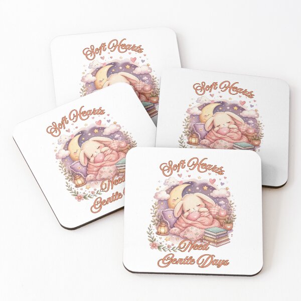 Item preview, Soft Hearts Need Gentle Days Cute Bunny Sticker | Cozy Mental Health Quote Kawaii Aesthetic designed and sold by PromptCoreNexus.
