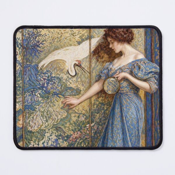 Item preview, Art Nouveau Illustration Elegant Woman with Crane for Vintage Art Lovers designed and sold by RickE.