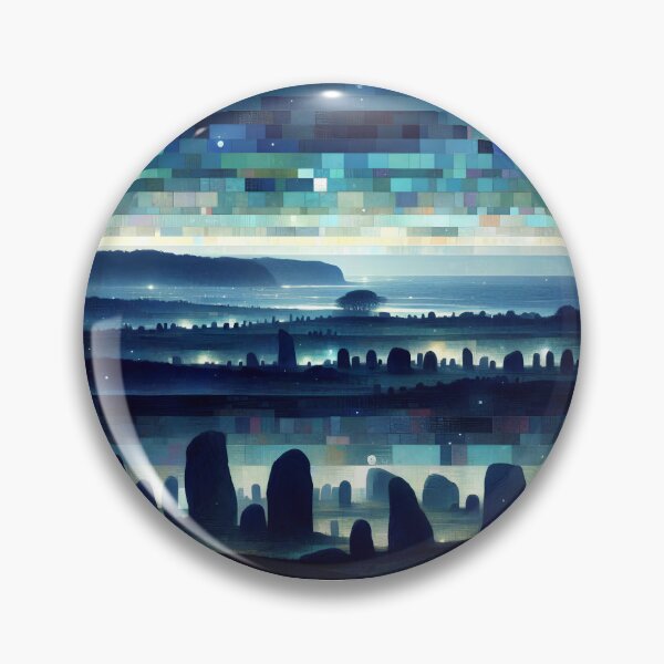 Item preview, Neolithic Blue | Carnac Stones Megalith Landscape Wall Art designed and sold by Stoneflower-Art.