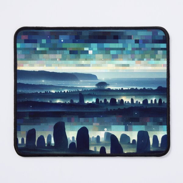 Item preview, Neolithic Blue | Carnac Stones Megalith Landscape Wall Art designed and sold by Stoneflower-Art.