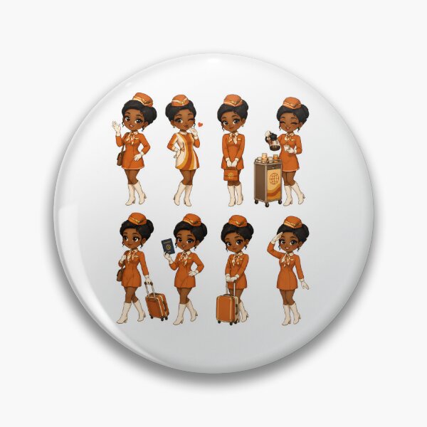 Item preview, Retro Flight Attendant Girl – Vintage Airline Uniform Travel Design designed and sold by MoonSpeaksTV.