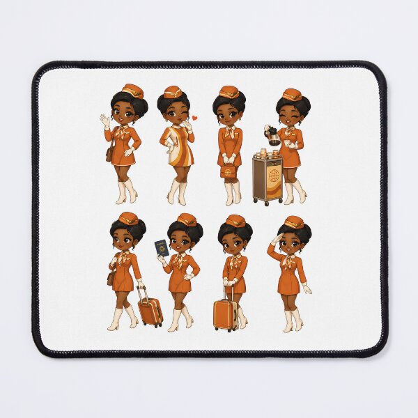 Item preview, Retro Flight Attendant Girl – Vintage Airline Uniform Travel Design designed and sold by MoonSpeaksTV.