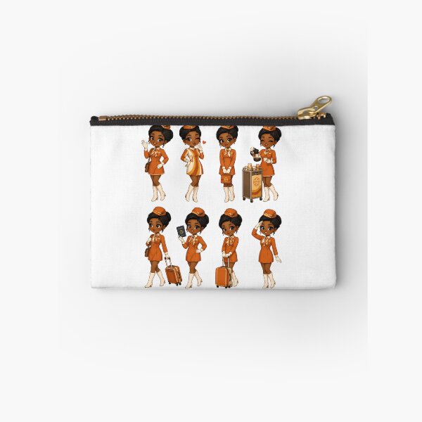 Item preview, Retro Flight Attendant Girl – Vintage Airline Uniform Travel Design designed and sold by MoonSpeaksTV.