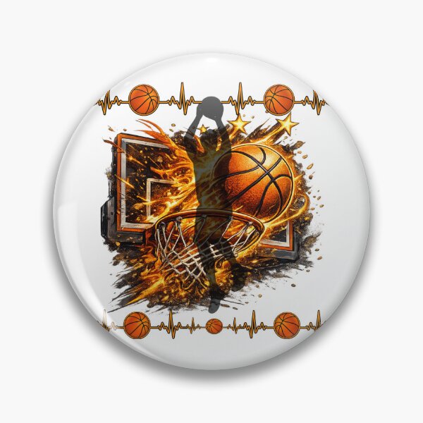Item preview, Fiery Basketball Slam Dunk Over Hoop and Backboard With Explosive Flames and Dynamic Motion designed and sold by FireOrchid.