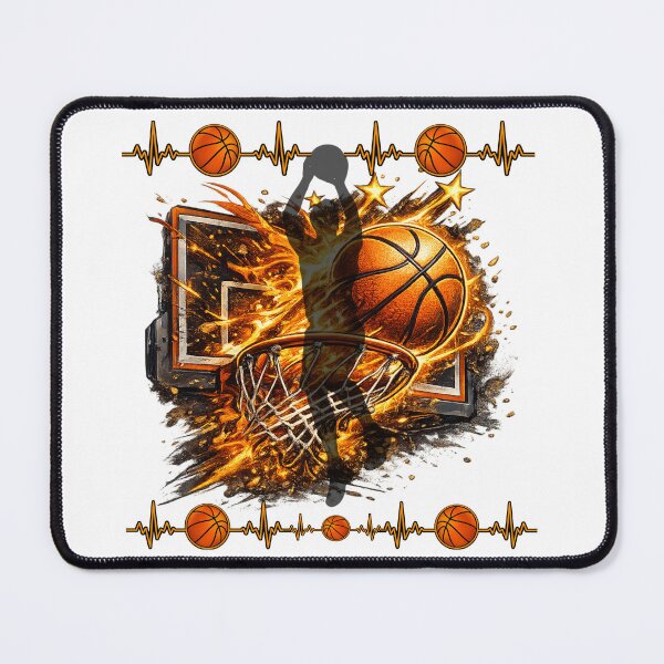Item preview, Fiery Basketball Slam Dunk Over Hoop and Backboard With Explosive Flames and Dynamic Motion designed and sold by FireOrchid.