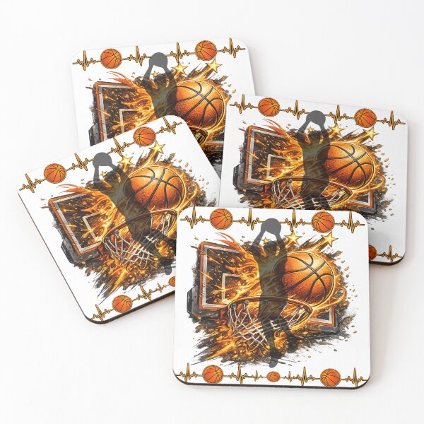 Item preview, Fiery Basketball Slam Dunk Over Hoop and Backboard With Explosive Flames and Dynamic Motion designed and sold by FireOrchid.