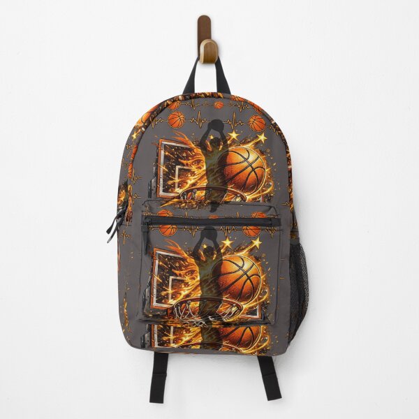 Item preview, Fiery Basketball Slam Dunk Over Hoop and Backboard With Explosive Flames and Dynamic Motion designed and sold by FireOrchid.