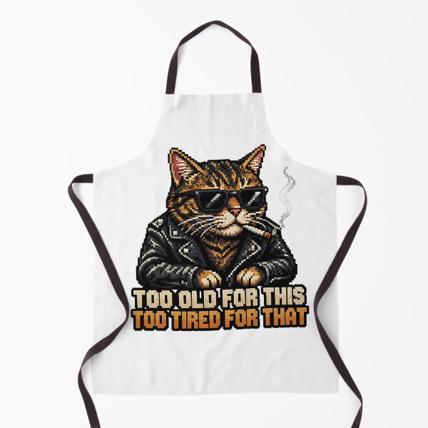 Item preview, Too Old For This Too Tired For That Cat – Funny Cool Cat with Sunglasses & Leather Jacket designed and sold by chrstnslts.