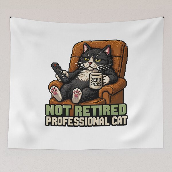 Item preview, Not Retired Professional Cat – Funny Lazy Cat Meme, Zero Fcks Given Cat, Sarcastic Cat Lover Gift designed and sold by chrstnslts.