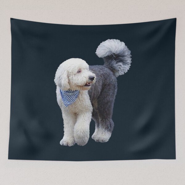 Item preview, Sheepadoodle With Blue Scarf designed and sold by Susan Savad.