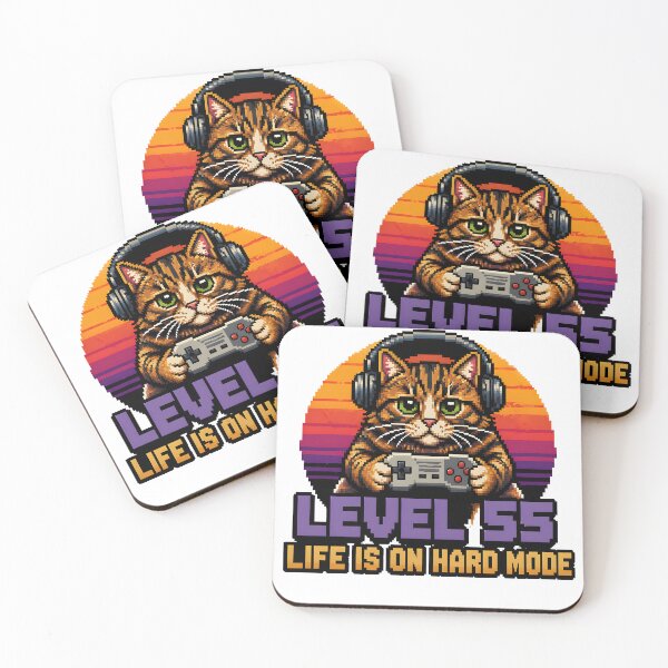 Item preview, Level 55 Life Is On Hard Mode Cat – Funny Gamer Cat Shirt, Retro Gaming Cat, Cute Gamer Gift designed and sold by chrstnslts.