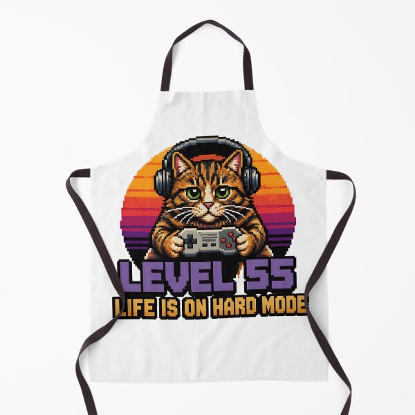 Item preview, Level 55 Life Is On Hard Mode Cat – Funny Gamer Cat Shirt, Retro Gaming Cat, Cute Gamer Gift designed and sold by chrstnslts.