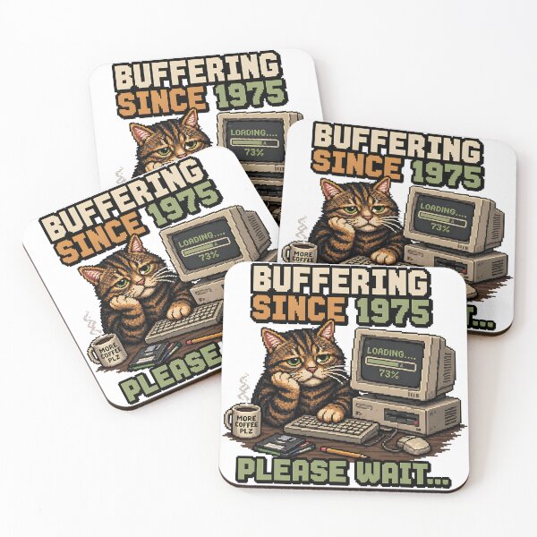 Item preview, Buffering Since 1975 Cat – Funny Retro Computer Cat, Loading Please Wait Meme, Vintage Tech Humor designed and sold by chrstnslts.