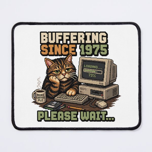 Item preview, Buffering Since 1975 Cat – Funny Retro Computer Cat, Loading Please Wait Meme, Vintage Tech Humor designed and sold by chrstnslts.