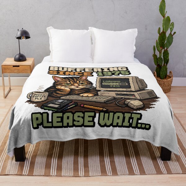 Item preview, Buffering Since 1975 Cat – Funny Retro Computer Cat, Loading Please Wait Meme, Vintage Tech Humor designed and sold by chrstnslts.