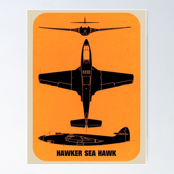 Item preview, Hawker Sea Hawk British 1950s Jet Fighter Silhouettes designed and sold by MilitaryMart.
