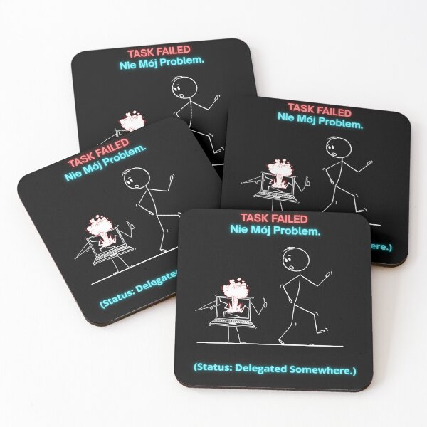 Item preview, Black TASK FAILED Nie Mój Problem - Funny Polinglish Office Humor Polish Gift designed and sold by VibePolinglish.