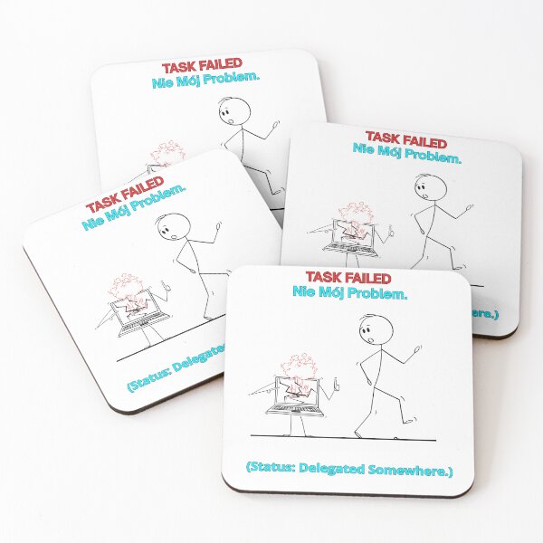 Item preview, White TASK FAILED Nie Mój Problem - Funny Polinglish Office Humor Polish Gift designed and sold by VibePolinglish.