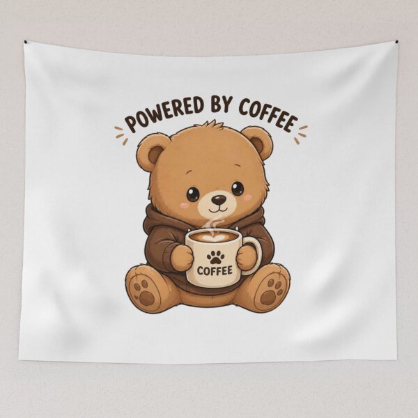 Item preview, Teddy Bear Coffee Cute Kawaii Bear Powered By Coffee Sticker designed and sold by Cute-Corne.