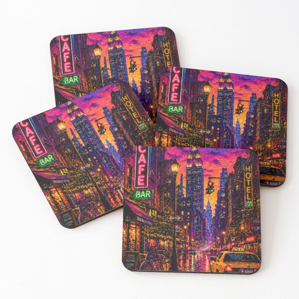 Item preview, Neon New York Night Street Taxi Rain Cityscape designed and sold by TAOptimus .