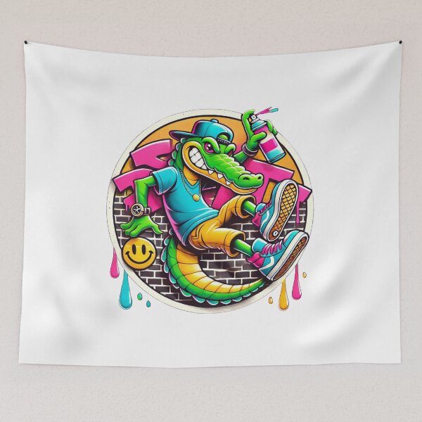Item preview, Skater Crocodile Graffiti Street Art designed and sold by InkNovaLab.