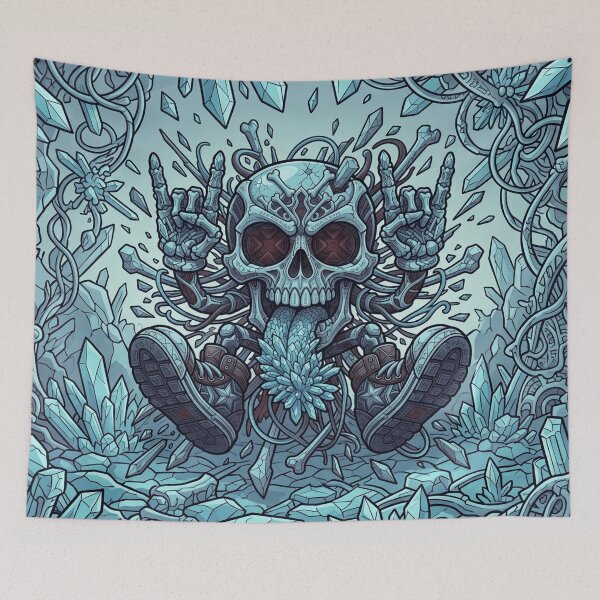 Item preview, Minimalist Watercolor Cartoon Rock Skull designed and sold by MarCinu Art.
