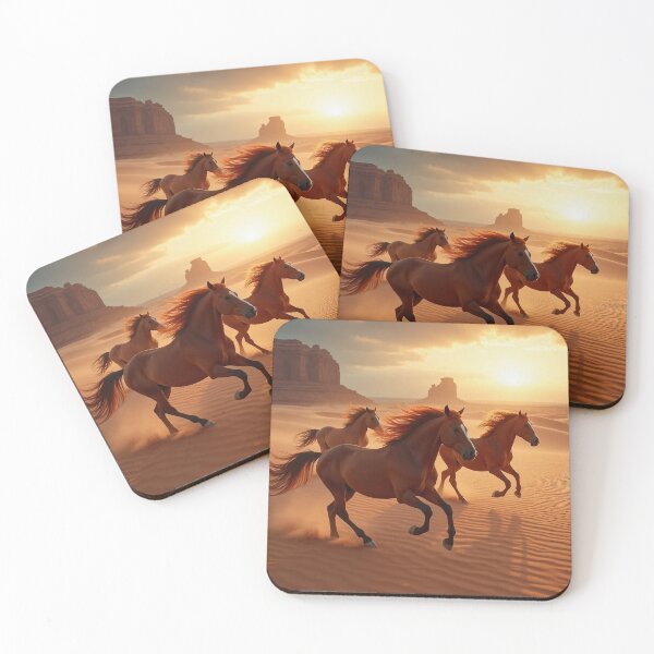 Item preview, Horses running at desert sunset designed and sold by Creative Visualize.
