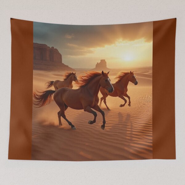 Item preview, Horses running at desert sunset designed and sold by Creative Visualize.