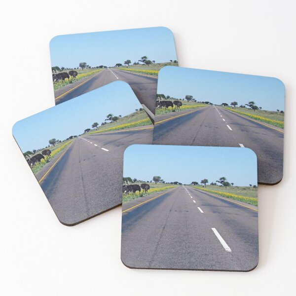 Item preview, Ostriches on the Trans-Kalahari Highway, Botswana designed and sold by JaneFlowersAfrica.