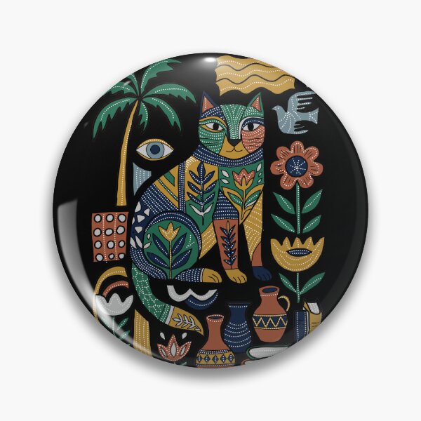 Item preview, Bohemian Mystical Cat Folk Art Illustration  designed and sold by LeshanArt.