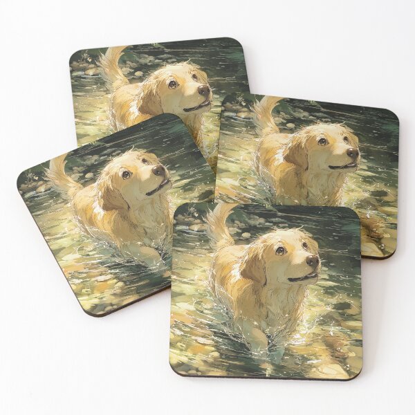 Item preview, Golden Retriever en un arroyo designed and sold by PetsArt.