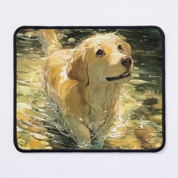 Item preview, Golden Retriever in a Stream designed and sold by PetsArt.