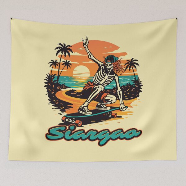 Item preview, Siargao Skate Longboard Skeleton Tropical Graphic designed and sold by Teeleo.