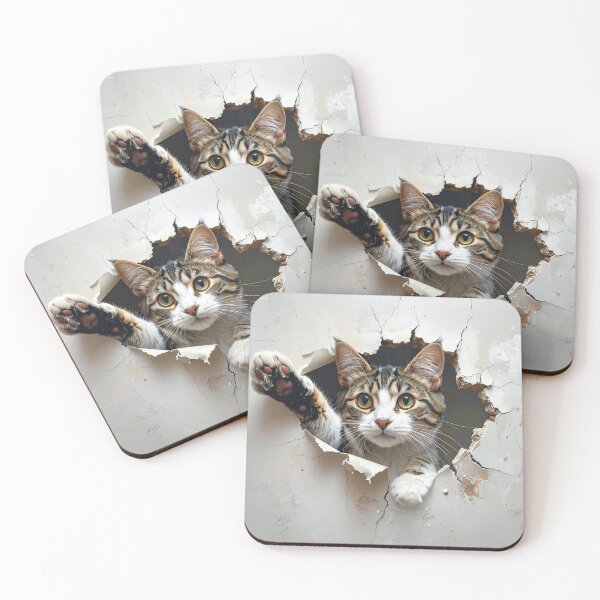 Item preview, 3D Cat Illusion – Cat Peering Through Paper Wall designed and sold by The Digital Compass.