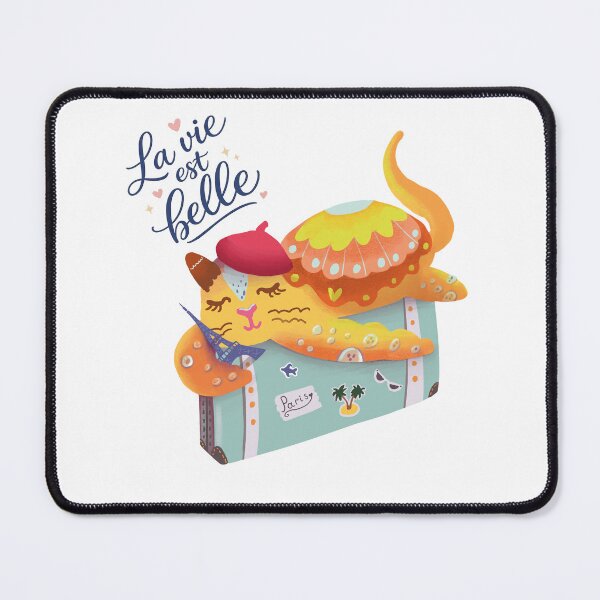 Item preview, Whimsical Travel Cat Suitcase Illustration – La vie est belle, Wanderlust Art designed and sold by FaliushART.