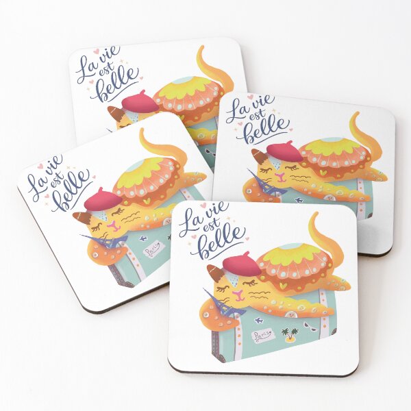 Item preview, Whimsical Travel Cat Suitcase Illustration – La vie est belle, Wanderlust Art designed and sold by FaliushART.
