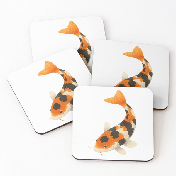 Item preview, Koi Fish Watercolor Japanese Carp Orange Black White Art designed and sold by Madeline Binder Art & Design.