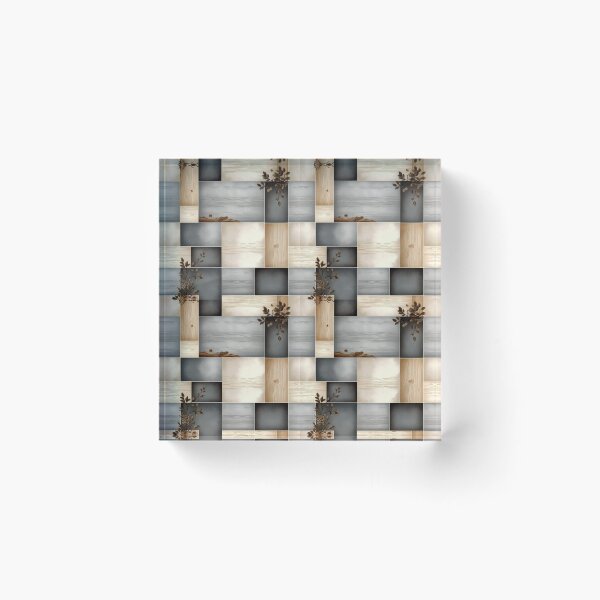 Item preview, Rustic Wooden Block Pattern with Green Leaf Branch Accents designed and sold by semenol.