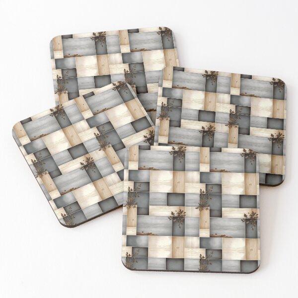 Item preview, Rustic Wooden Block Pattern with Green Leaf Branch Accents designed and sold by semenol.