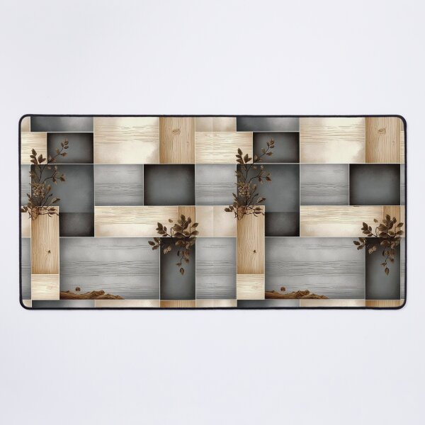 Item preview, Rustic Wooden Block Pattern with Green Leaf Branch Accents designed and sold by semenol.