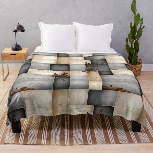 Item preview, Rustic Wooden Block Pattern with Green Leaf Branch Accents designed and sold by semenol.