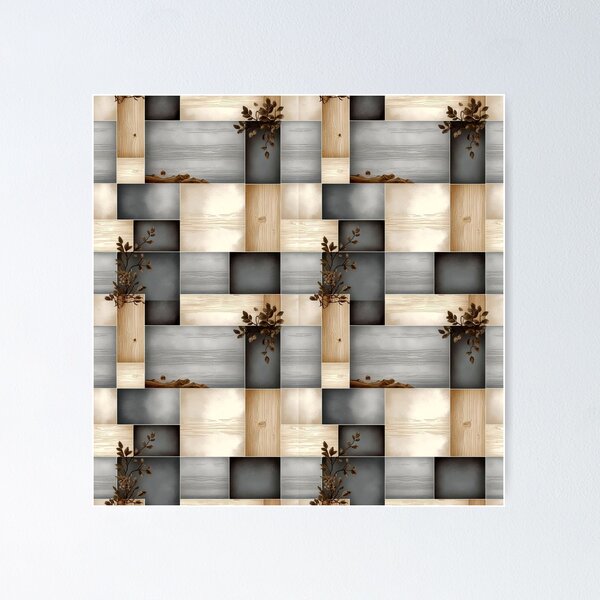Item preview, Rustic Wooden Block Pattern with Green Leaf Branch Accents designed and sold by semenol.