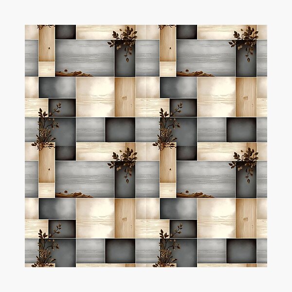 Item preview, Rustic Wooden Block Pattern with Green Leaf Branch Accents designed and sold by semenol.
