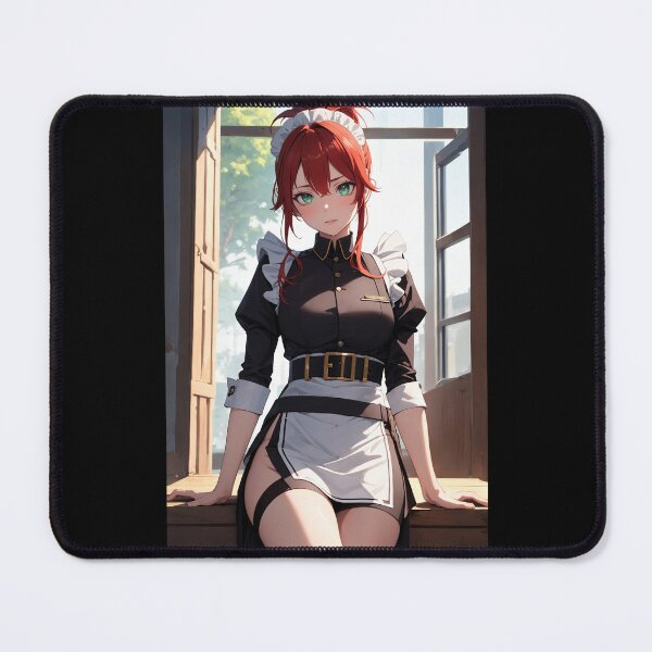 Item preview, Mashiba Sawagami - Red Haired Anime Maid with Green Eyes Aesthetic Art designed and sold by iloveanimechibi.