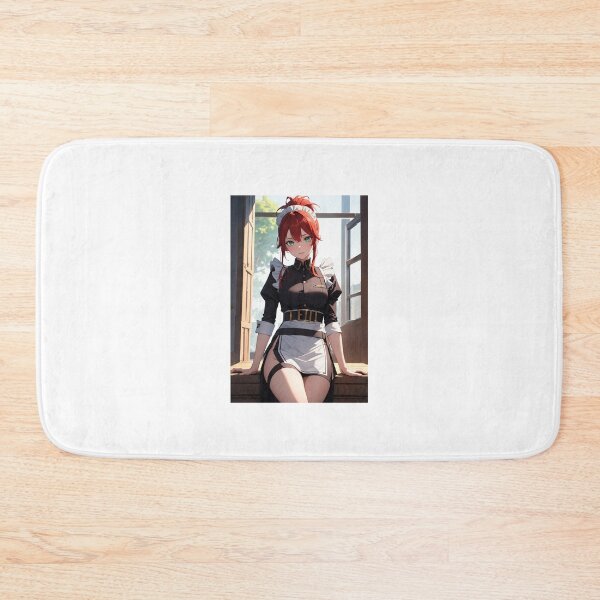 Item preview, Mashiba Sawagami - Red Haired Anime Maid with Green Eyes Aesthetic Art designed and sold by iloveanimechibi.