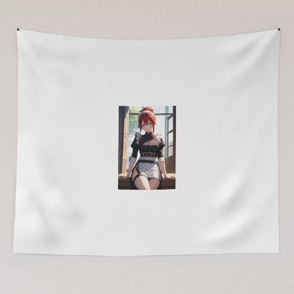 Item preview, Mashiba Sawagami - Red Haired Anime Maid with Green Eyes Aesthetic Art designed and sold by iloveanimechibi.